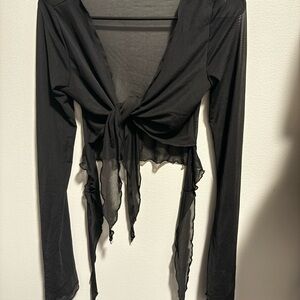 Chic Black Tie-Front Top and Skirt Set